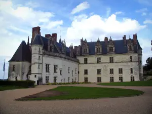 Château d'Amboise - Royal castle (lodging houses) and clouds in the blue sky