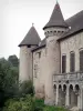 Château d'Aulteribe - Tours en poivrière et façade du château médiéval ; sur la commune de Sermentizon