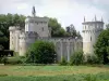 Château-Guillaume - Fortezza medioevale circondata da alberi sulla città di Lignac, nella valle del Allemette, nel Parco Naturale Regionale della Brenne
