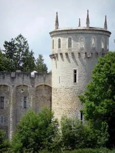 Château-Guillaume - Torre y murallas de la fortaleza medieval, y los árboles en la ciudad de Lignac, en el valle de la Allemette, en el Parque Natural Regional de la Brenne