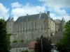 Châteauneuf-sur-Cher - Castle and houses of the city, clouds in the sky