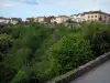 Châteauponsac - Blick auf die Häuser der Stadt und die Bäume, in der Basse-Marche (Tal Gartempe)