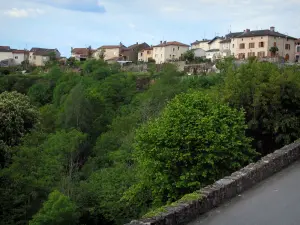 Châteauponsac - View of the houses of the city and trees, in Basse-Marche (Gartempe valley)