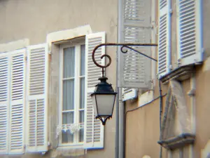 Châteauroux - Lamppost and windows of houses in the old town