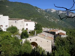 Châtillon-en-Diois - Huizen van het middeleeuwse dorp in een groene omgeving