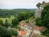 Chaumont - Houses and rampart walls in the old town, with lush surrounding landscape