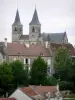 Chaumont - Towers of the Saint-Jean-Baptiste basilica and houses in the old town