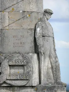 Chemin des Dames - Detail of the Basque Monument; in the town of Craonnelle