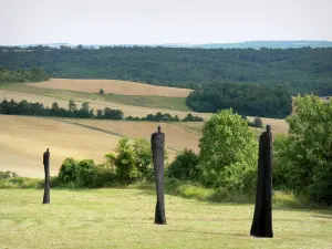 Chemin des Dames - Sculptures of the Constellation of Pain by artist Christian Lapie, near the Dragon's Lair, view of the surrounding landscape