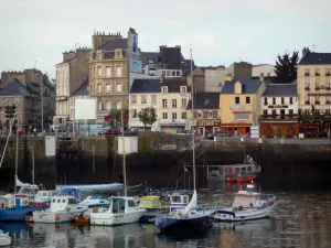 Cherbourg-Octeville - Port with its boats, shops, houses and buildings of the city