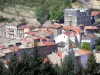 Le Cheylard - View of the church bell tower and the roofs of the town; in the Regional Natural Park of the Ardèche Mountains