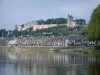 Chinon - Castle and its ramparts dominating the houses of the old town and the River Vienne