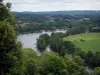 Cingle de Trémolat - Arbres, rivière (la Dordogne) et champs, dans la vallée de la Dordogne, en Périgord