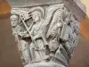 Clermont-Ferrand - Inside the Romanesque Basilica Notre-Dame-du-Port: details of a capital carved