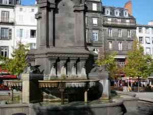 Clermont-Ferrand - Fountain of the Victoire sqaure and building facades