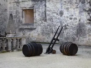 Cognac - Château of Cognac (Valois castle, François I castle) home to the House Otard: barrels