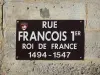 Cognac - Signboard of the François I street
