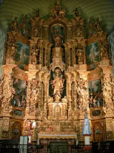 Collioure - Dentro de la iglesia Notre-Dame-des-Anges retablo barroco del altar mayor