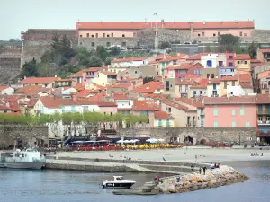 Collioure - Fort Miradou dominant la vieille ville de Collioure et la mer Méditerranée