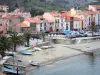 Collioure - Vermilion coast: beach and colorful facades of Collioure