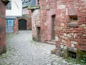 Collonges-la-Rouge - Casas de la calle y el empedrado de la villa medieval