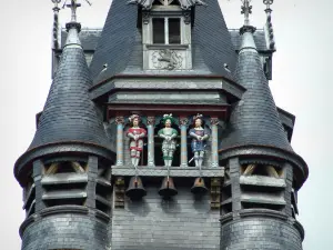 Compiègne - Belfry of the town hall and its three Picantins