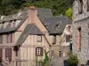 Conques - Facades of houses with slate roofs