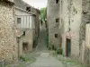 Cordes-sur-Ciel - Passerella e case di pietra del Medioevo