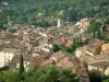 Cotignac - Trees, roofs of the houses in the village and the forest