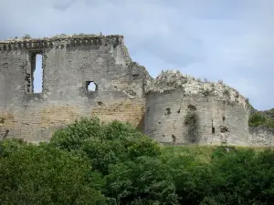 Coucy-le-Château-Auffrique - Überreste des Feudalschlosses von Coucy (mittelalterliche Festung) und Grün