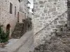 La Couvertoirade - Paved street lined with stone houses