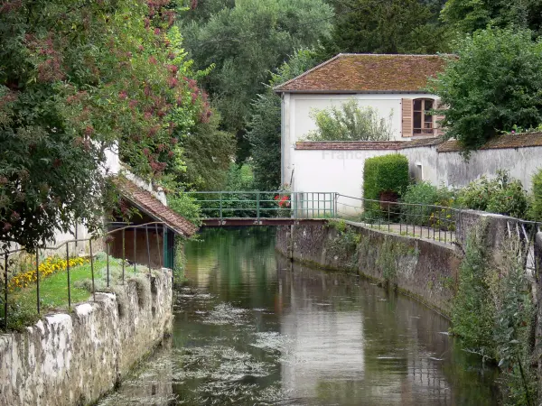 Crécy-la-Chapelle - Tal des Grand Morin: Fluss Grand Morin, Steg, Haus und Bäume