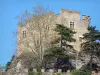 Crémieu - Schloß Delphinal (Burg) sich befindend auf dem Hügel Saint-Laurent und Bäume