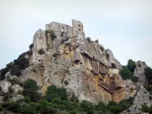 Crussol castle - Remains of the medieval fortress on a rocky outcrop