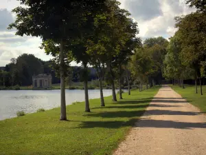 Dampierre castle - Tree-lined promenade along the pond