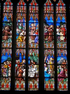 Dol-de-Bretagne - Binnen in de kathedraal van St. Samson, glas in lood (glas)