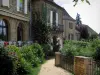 Domme - Cafe terras en huizen van het land huis in de Dordogne vallei, in de Perigord