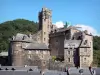 Estaing - Estaing castle and slate roofs of the medieval town