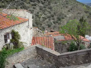 Eus - View over the roofs of houses in the village