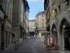 Figeac - Street, houses and shops of the old town, in the Quercy