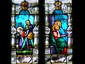 Fleurance - Binnen in de kerk van St. Lawrence: glas in lood