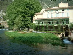 Fontaine-de-Vaucluse - La Sorgue (River), hotel e gli alberi