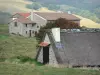 Forez mountains - Jasserie (mountain hut) of Grand Juniper, stone house and pastures; in Livradois-Forez Regional Nature Park