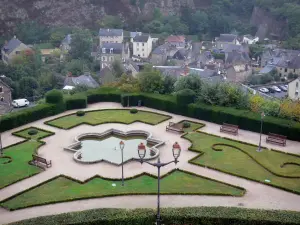 Fougères - Public garden and houses of the medieval town