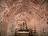 Gargilesse-Dampierre - Dentro de la iglesia románica de Notre-Dame: frescos y de la Virgen de madera de la Cripta