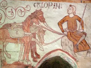 Gargilesse-Dampierre - Inside Notre-Dame Romanesque church: fresco in the Crypt