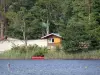 Gascon Landes Regional Nature Park - Hostens departmental estate: lake in a green area