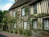 Gerberoy - Maisons à colombages avec fleurs et rosiers grimpants