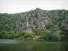 Gorges de la Loire - Fleuve Loire, arbres au bord de l'eau et roche