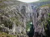 Les gorges du Verdon - Gorges du Verdon: Grand canyon du Verdon : rivière Verdon bordée de falaises (parois rocheuses) ; dans le Parc Naturel Régional du Verdon